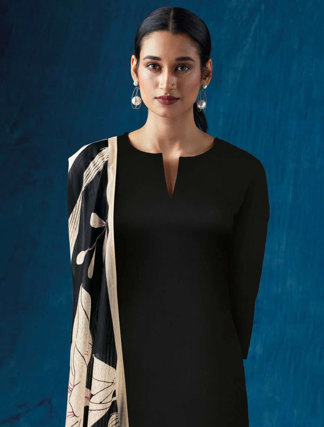 Ganga Pure Cotton Satin Unstitched Party Wear Ladies Suit Black