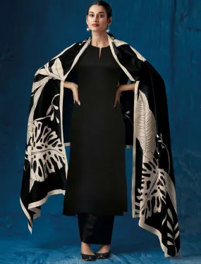 Ganga Pure Cotton Satin Unstitched Party Wear Ladies Suit Black