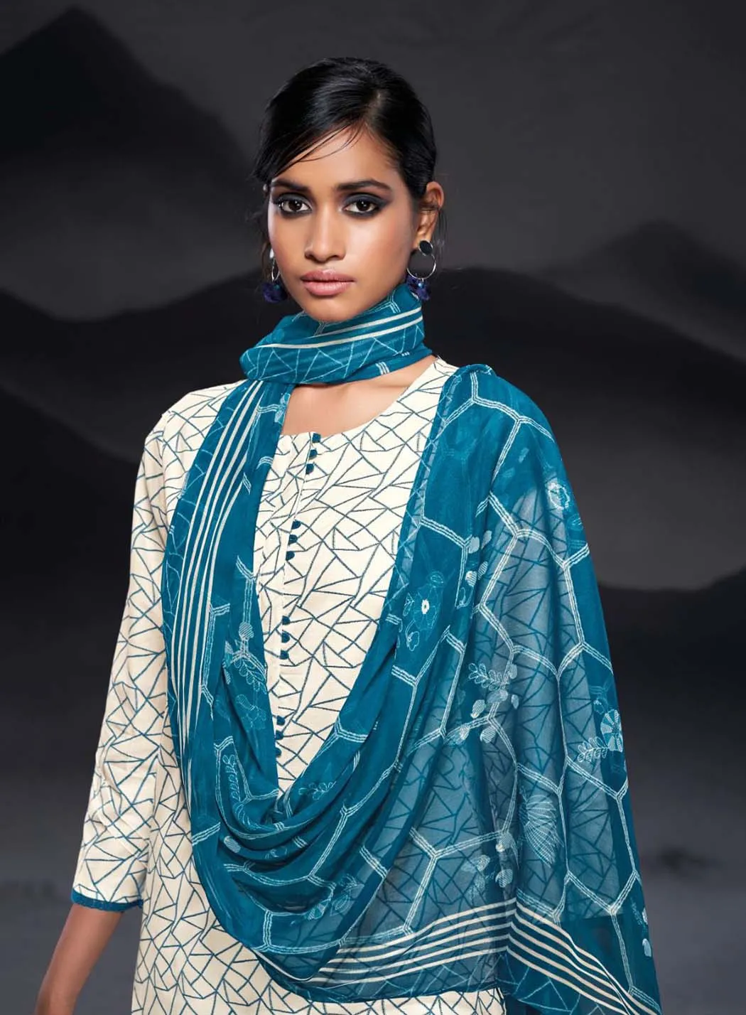 Ganga Unstitched Cotton Suit Material Set with Embroidery for Women