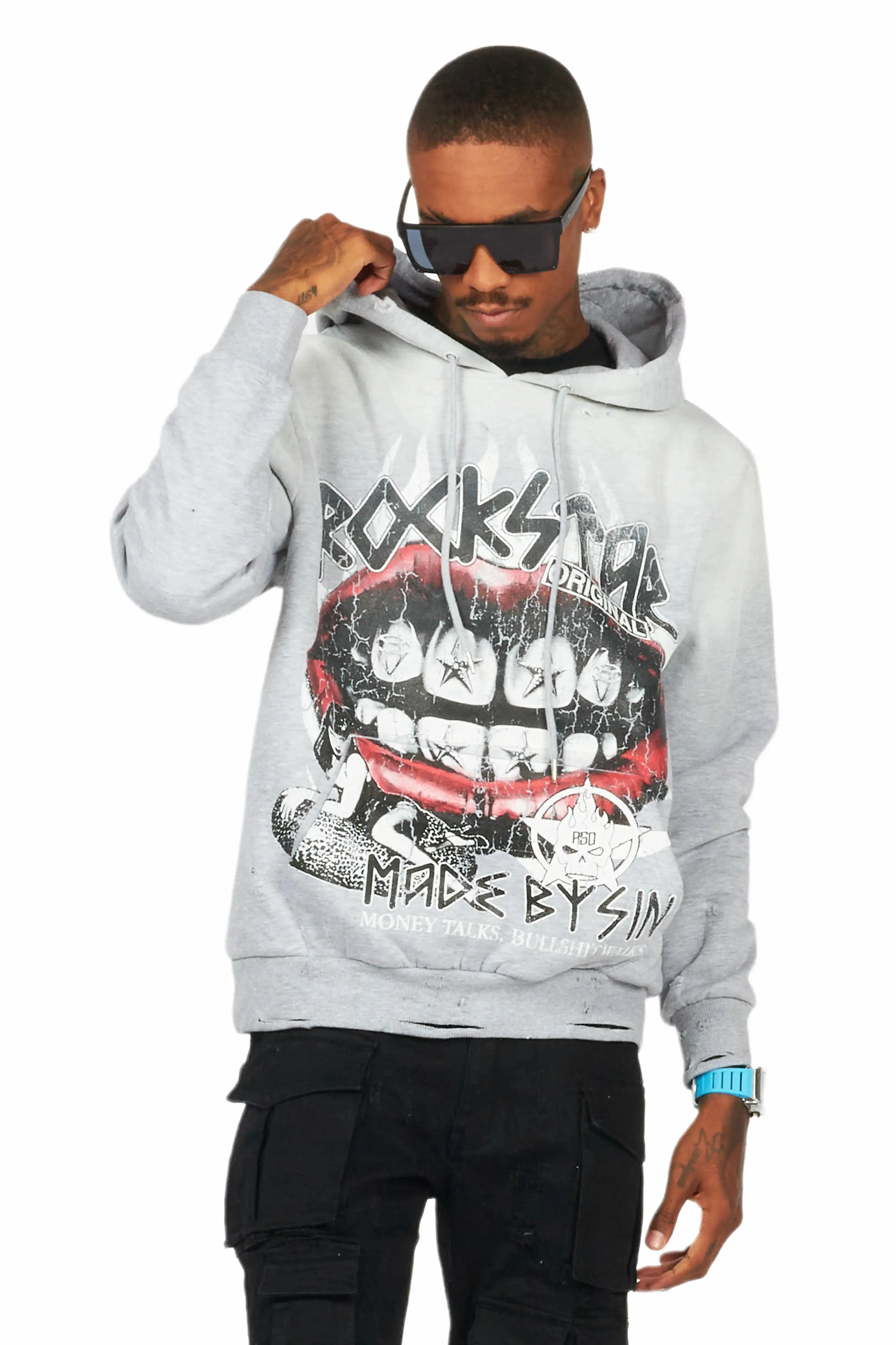 Gard Heather Grey Graphic Hoodie