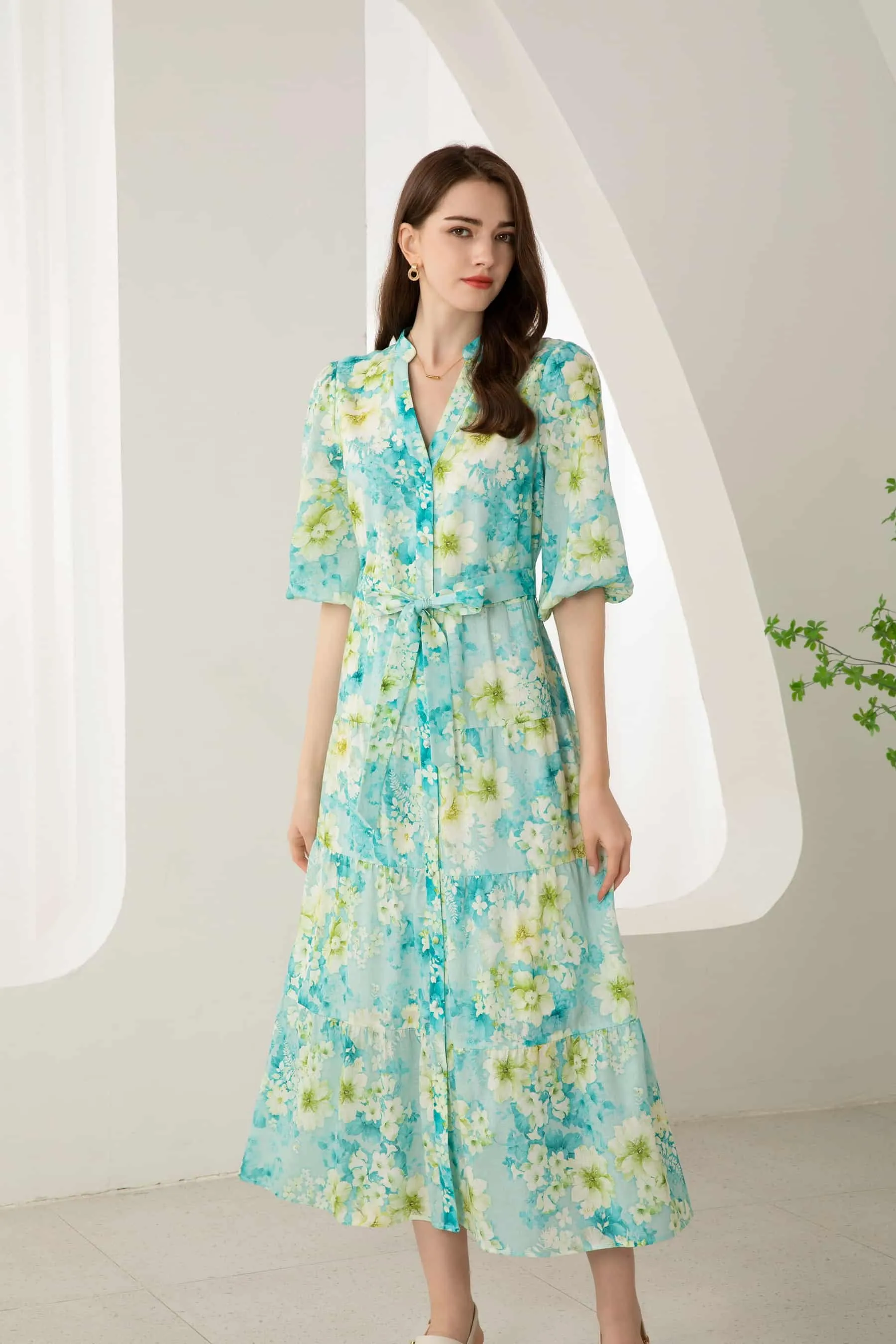 GDS Brielle Floral Linen Dress | Blue