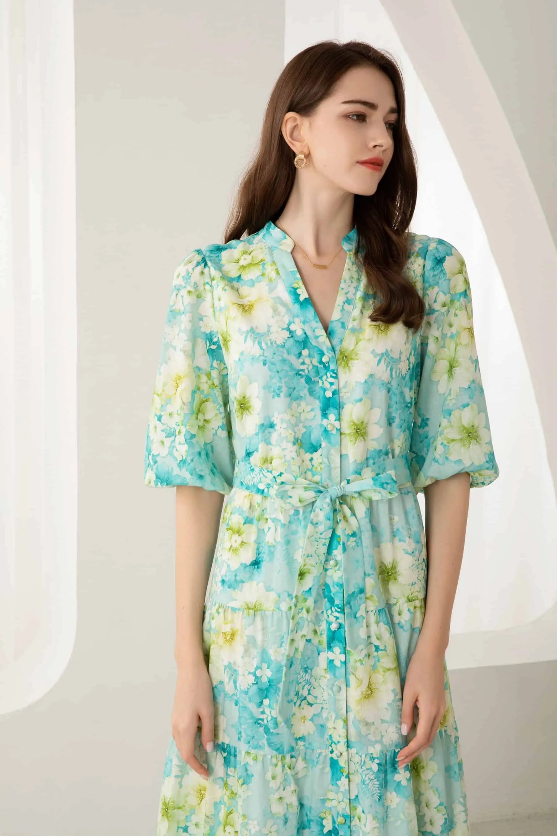 GDS Brielle Floral Linen Dress | Blue