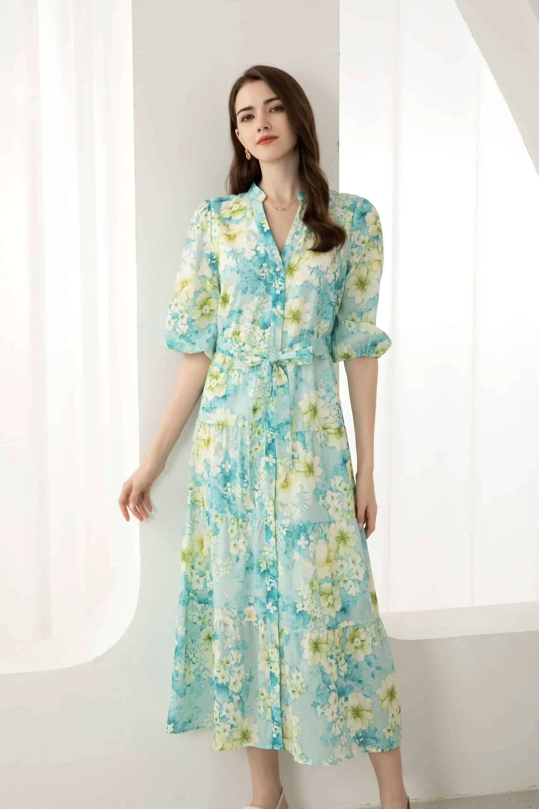 GDS Brielle Floral Linen Dress | Blue