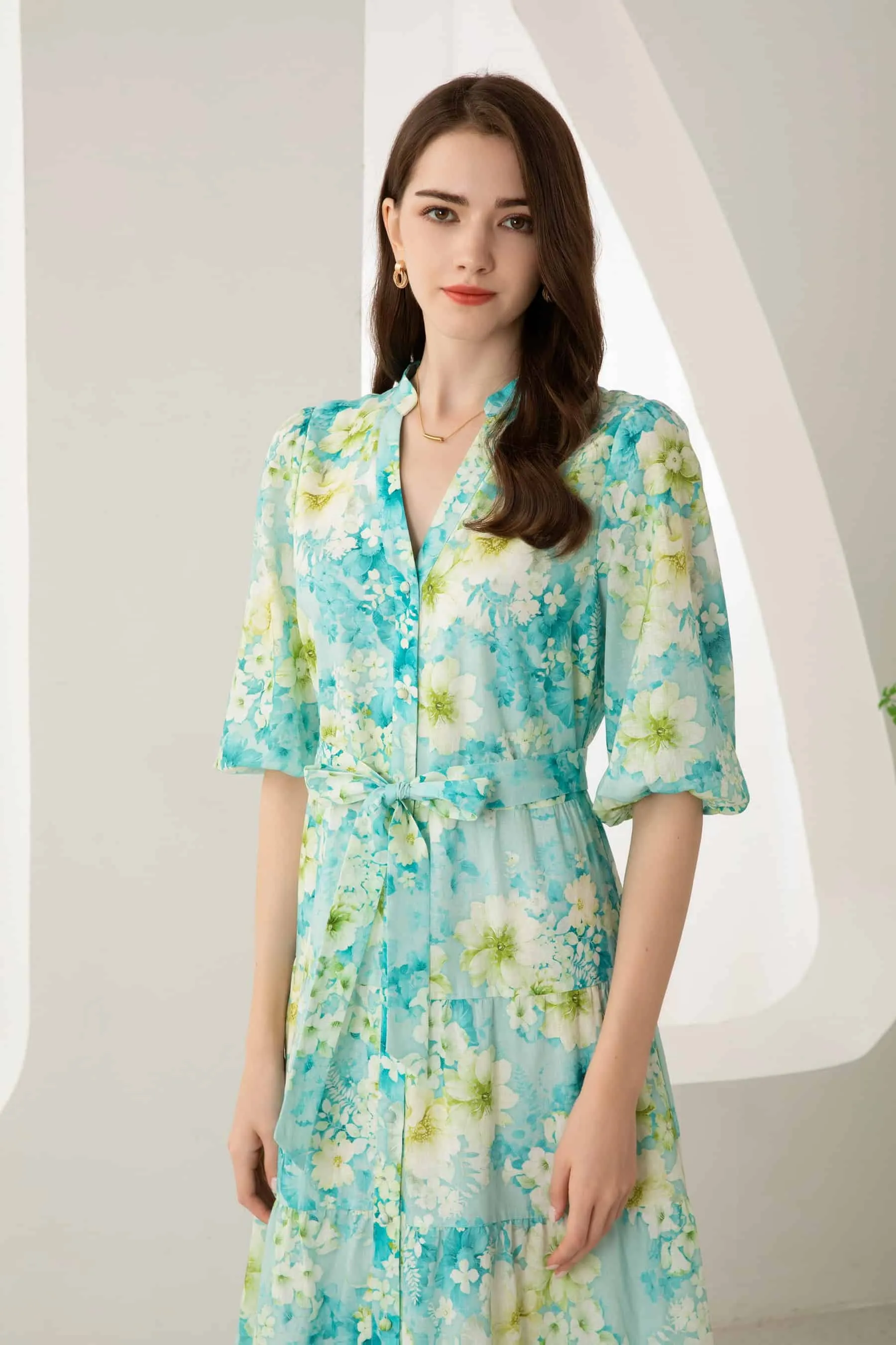 GDS Brielle Floral Linen Dress | Blue