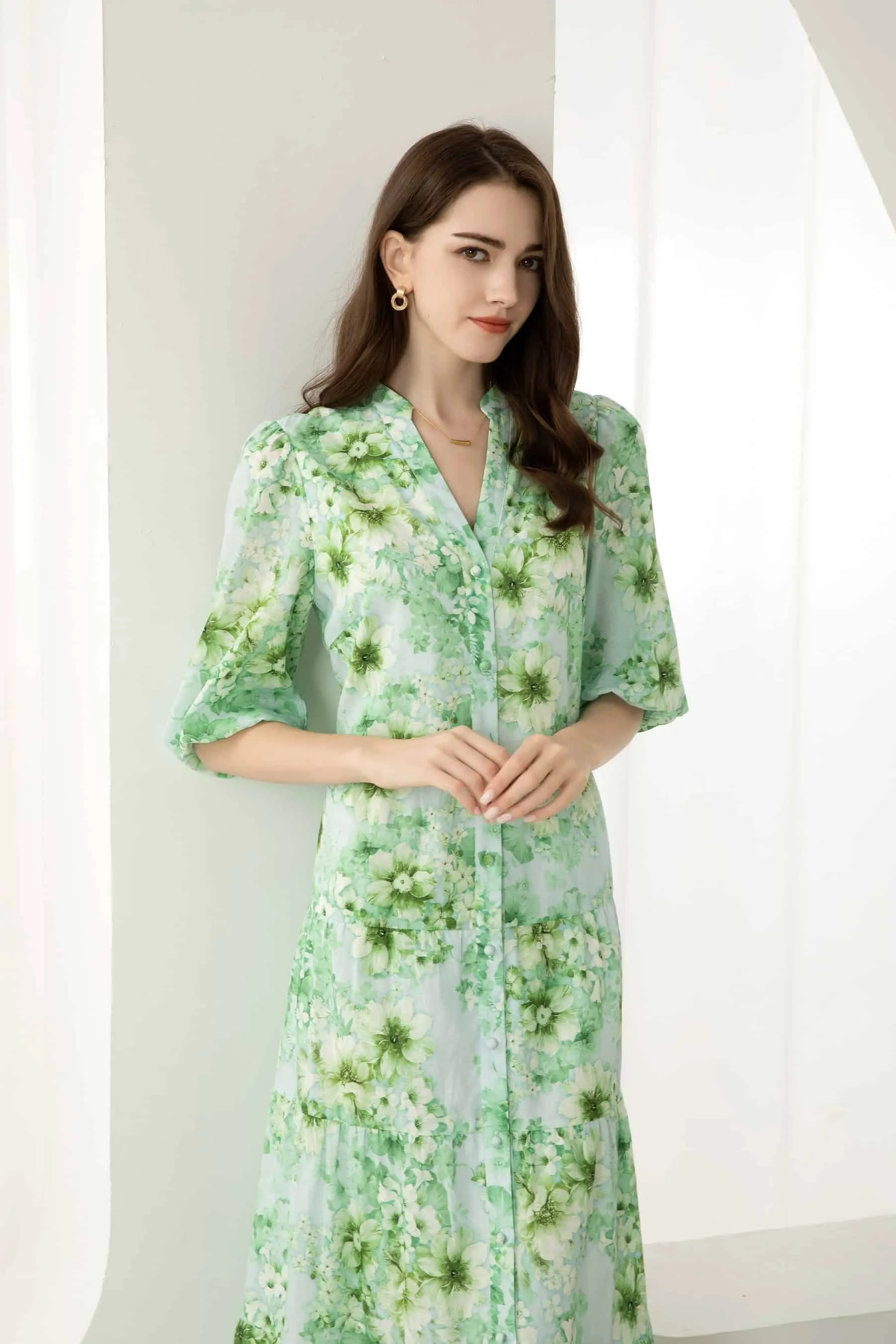 GDS Brielle Floral Linen Dress | Green Ash