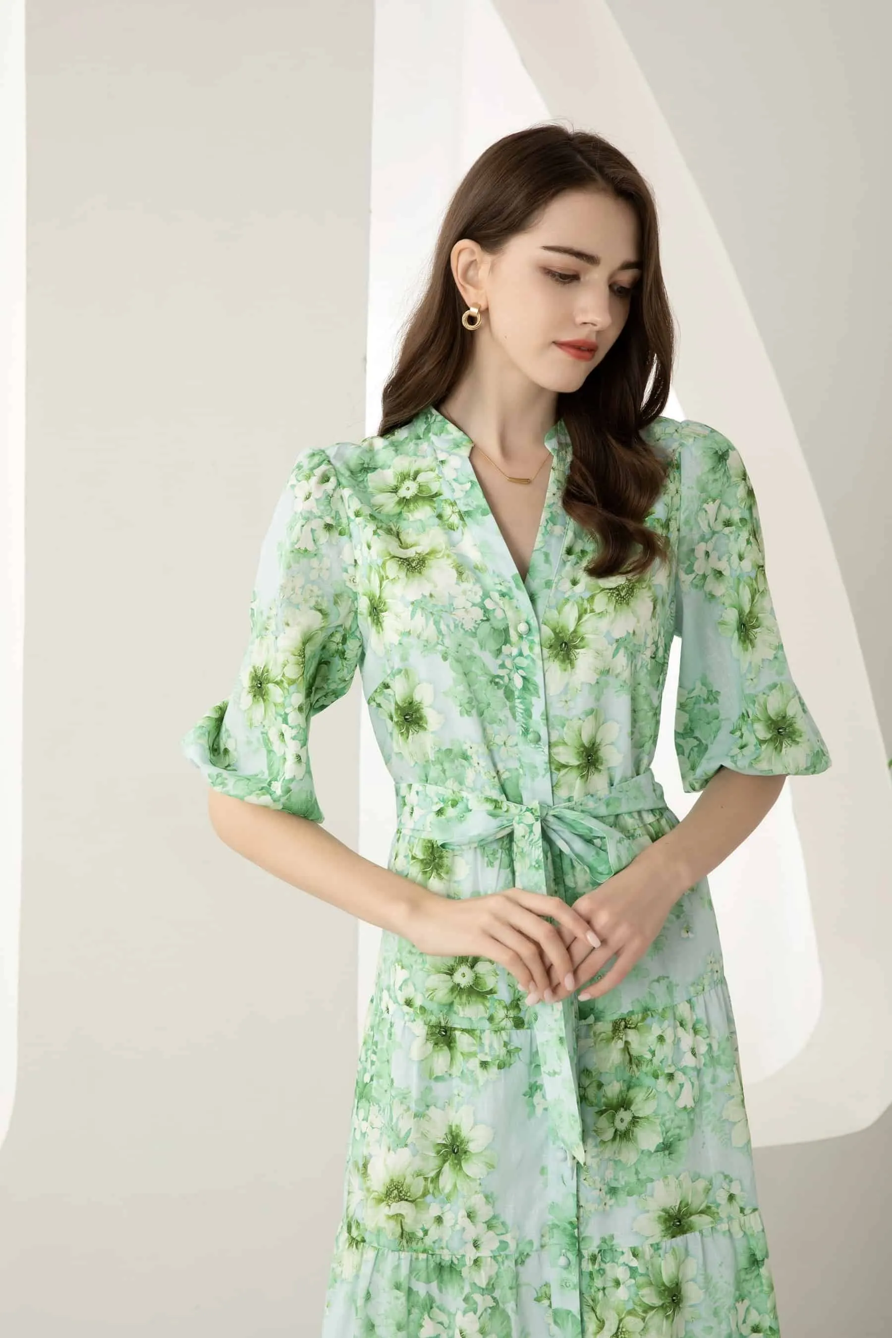 GDS Brielle Floral Linen Dress | Green Ash