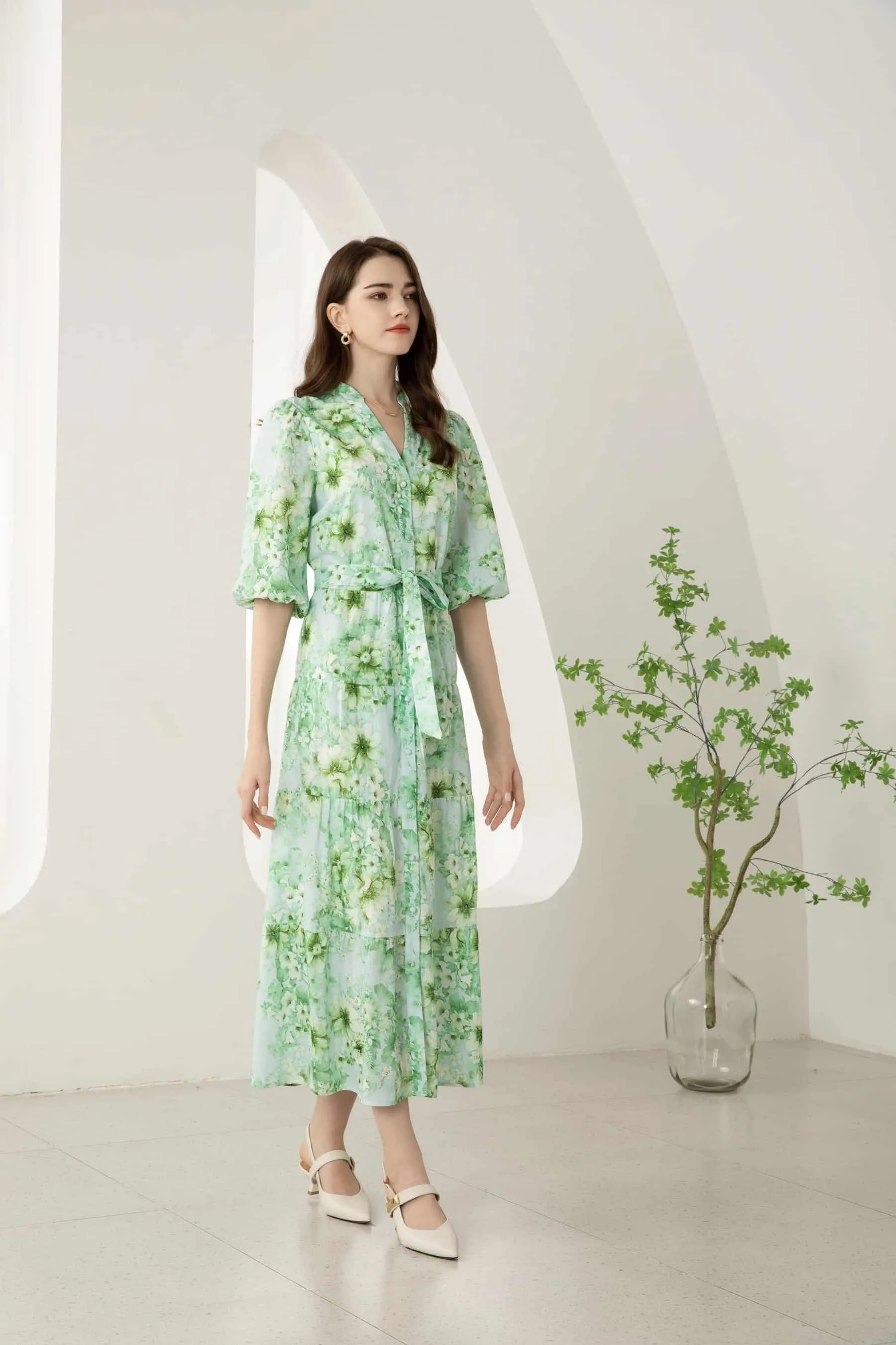 GDS Brielle Floral Linen Dress | Green Ash