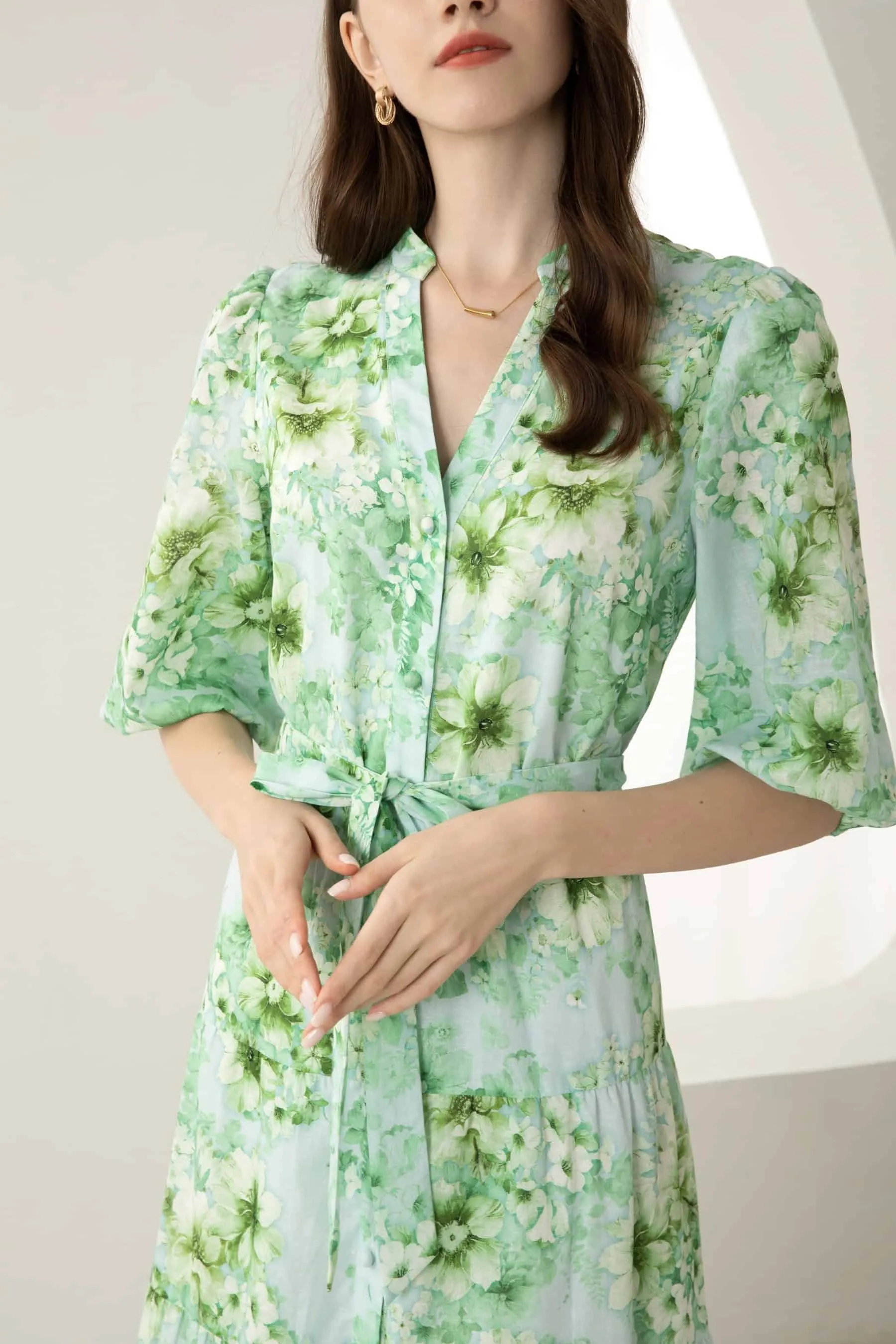 GDS Brielle Floral Linen Dress | Green Ash