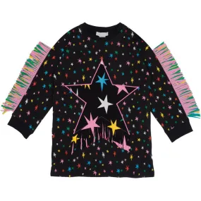 Girls Black Star Fringe Dress