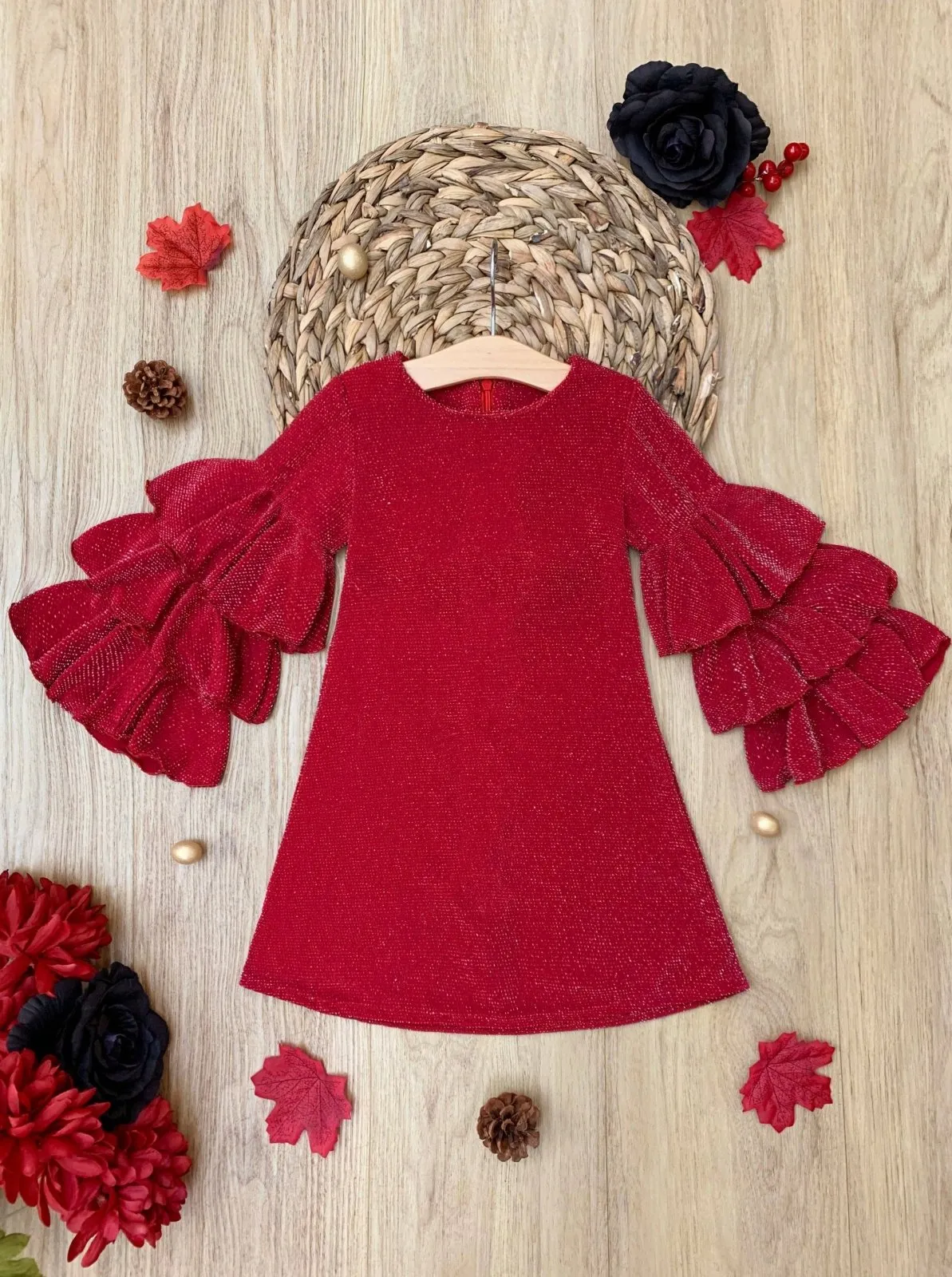 Girls Scarlet Glow Tiered Sleeve Dress
