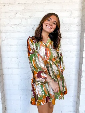 Give In Dress Rust/Olive