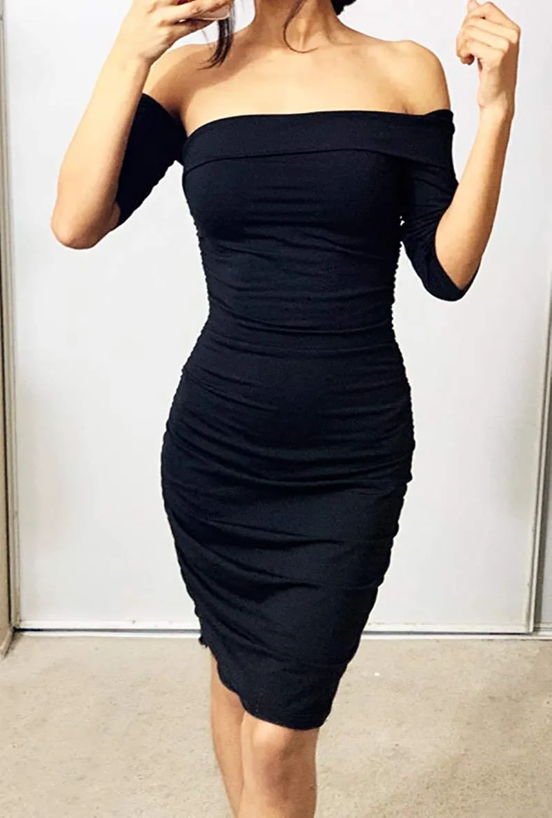 GOBLES Women's Summer Short Sleeve Sexy Bodycon Ruched Mini Party Dress