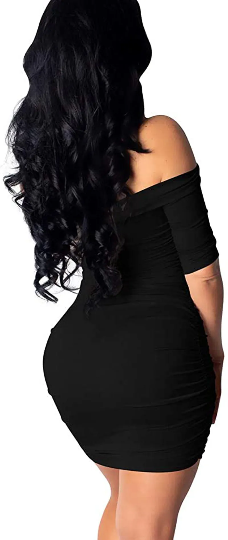 GOBLES Women's Summer Short Sleeve Sexy Bodycon Ruched Mini Party Dress