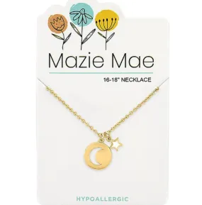 Gold Moon Pendant & Star Dangle Mazie Mae Necklace