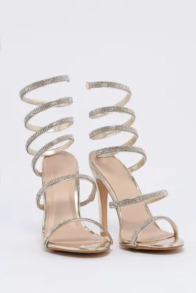 Gold Wrap Around Diamante Heel