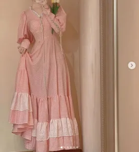 Gunne Sax Remake Pink Gingham Prairie Dress