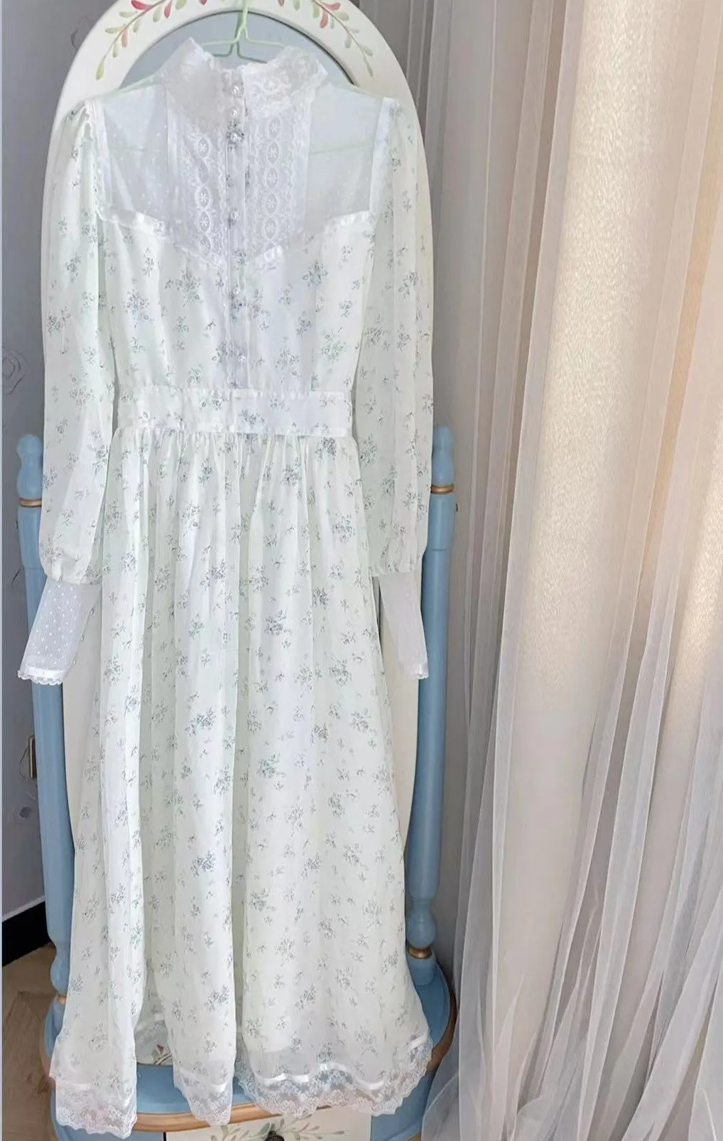 Gunne sax Replica 70s Lace Panel Floral Prairie Dress