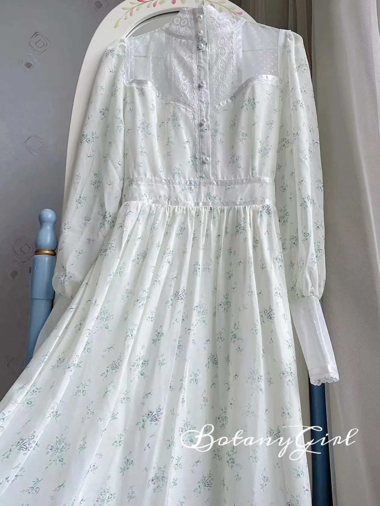 Gunne sax Replica 70s Lace Panel Floral Prairie Dress