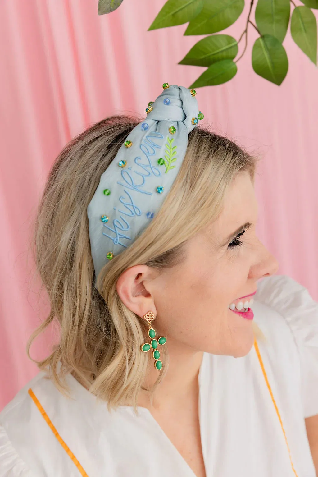 He is Risen Embroidered Crystal Headband