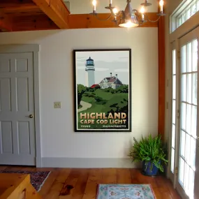 Highland Light Art Print 36" x 53" Framed Travel Poster By Alan Claude - Massachusetts