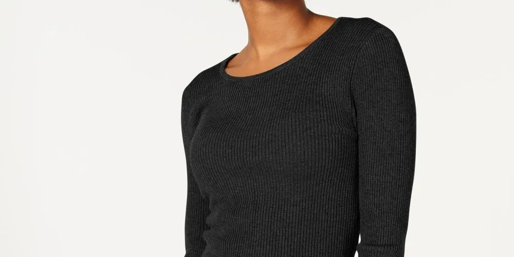 Hooked Up By Iot Juniors' Lace-Up Rib-Knit Sweater Black Size X-Small