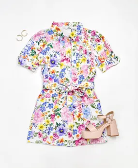 HOW DOES IT SOUND FLORAL BELTED DENIM DRESS