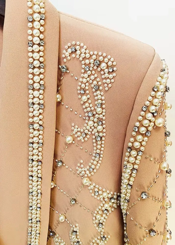 Imara Pearl Embroidered Long Blazer
