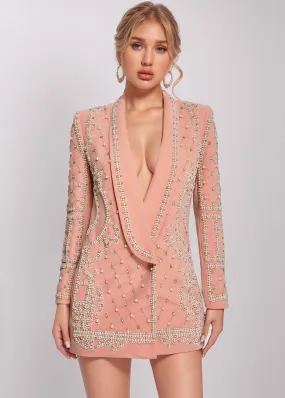Imara Pearl Embroidered Long Blazer