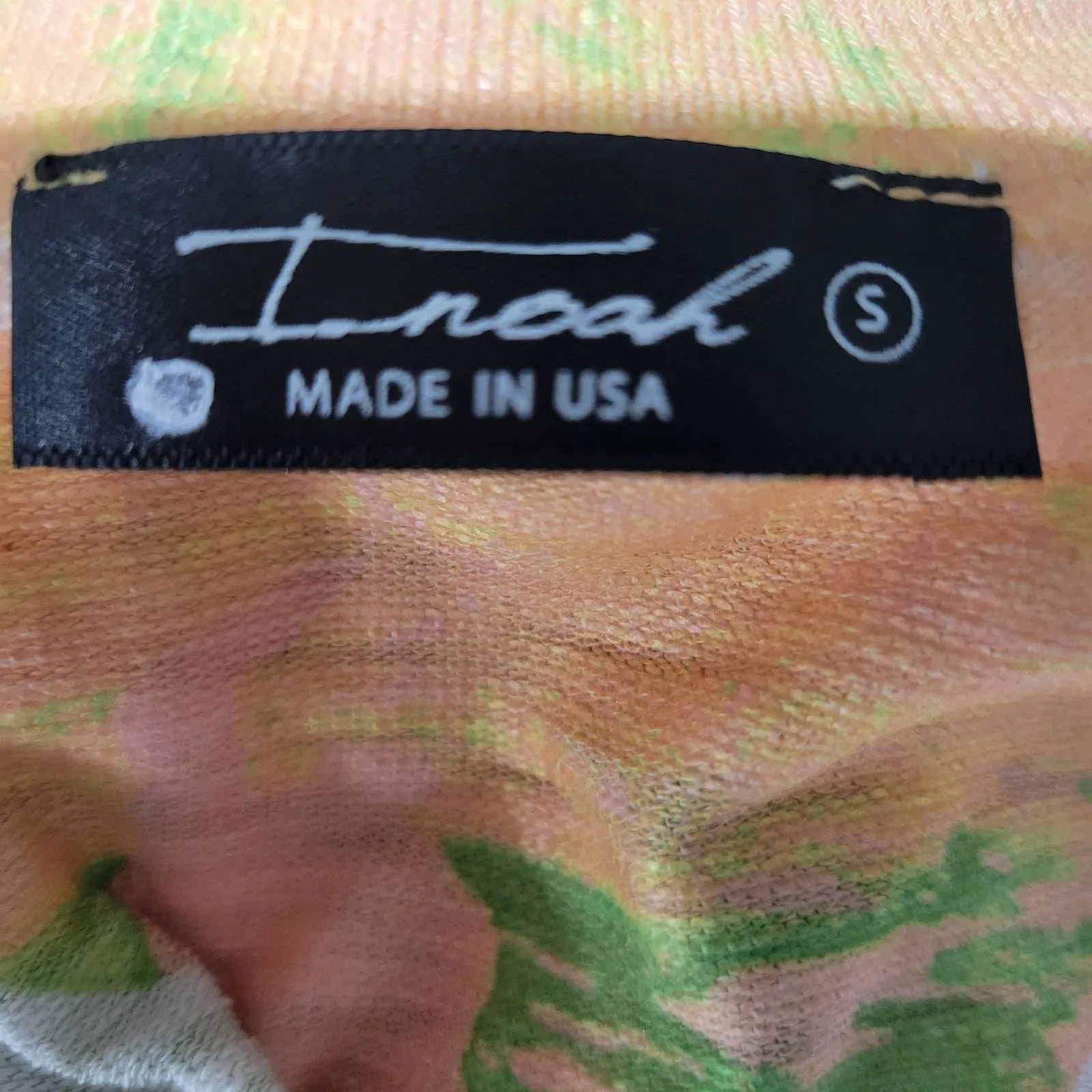 Inoah Lagenlook Dress Jersey Knit Doodles Wearable Art Pastel Tie Dye Size Small