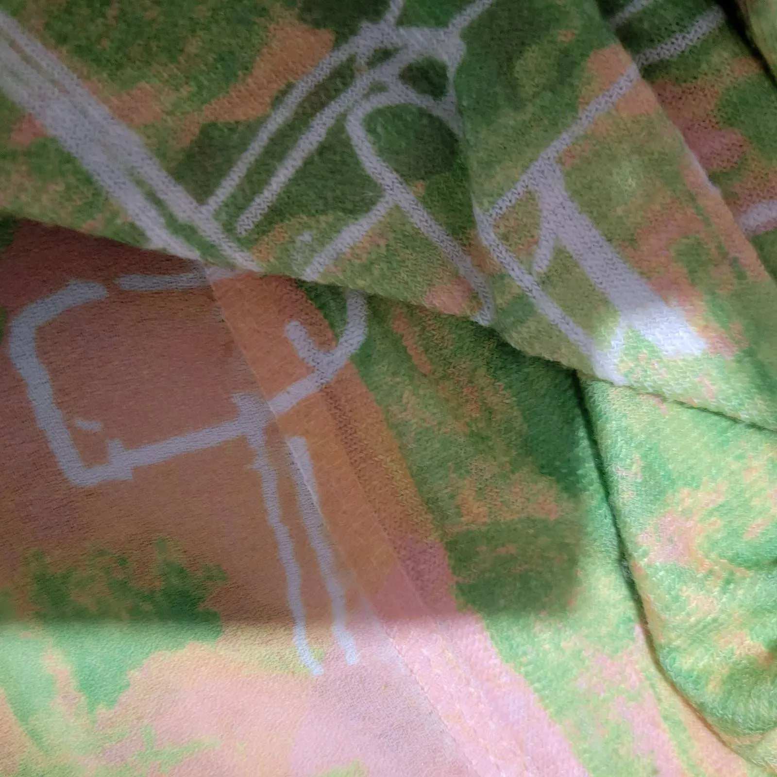 Inoah Lagenlook Dress Jersey Knit Doodles Wearable Art Pastel Tie Dye Size Small