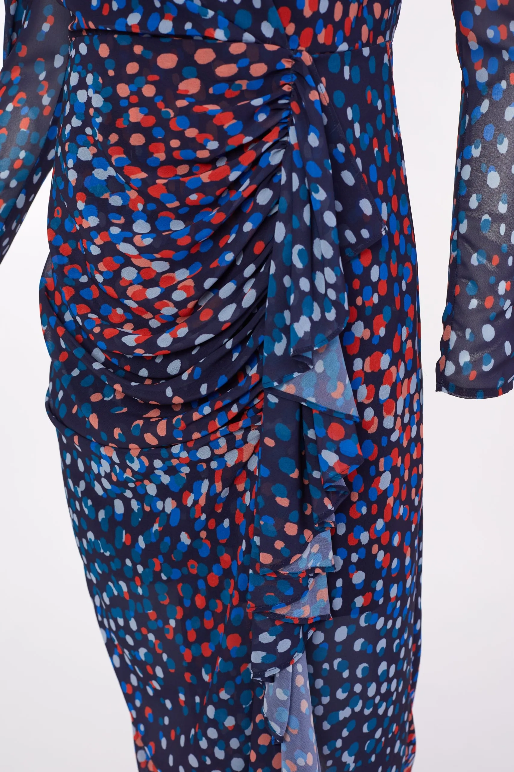 Kate Cooper dotty Midi dress with tummy ruching Kcaw23105