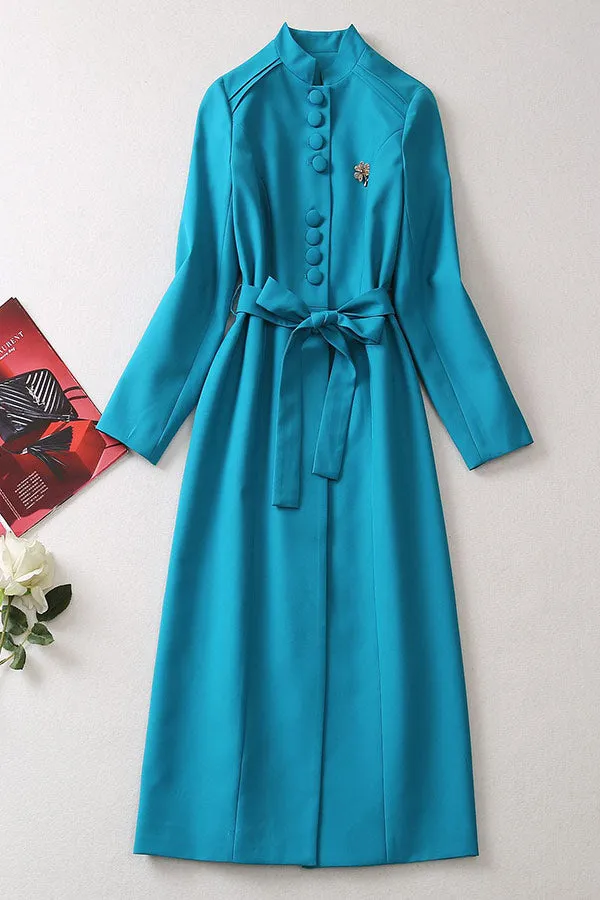 Kate Middleton 2023 Peacock Blue Midi Dress Office Wear
