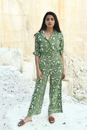 Kazuki Green Handblock Print Co-Ord Set
