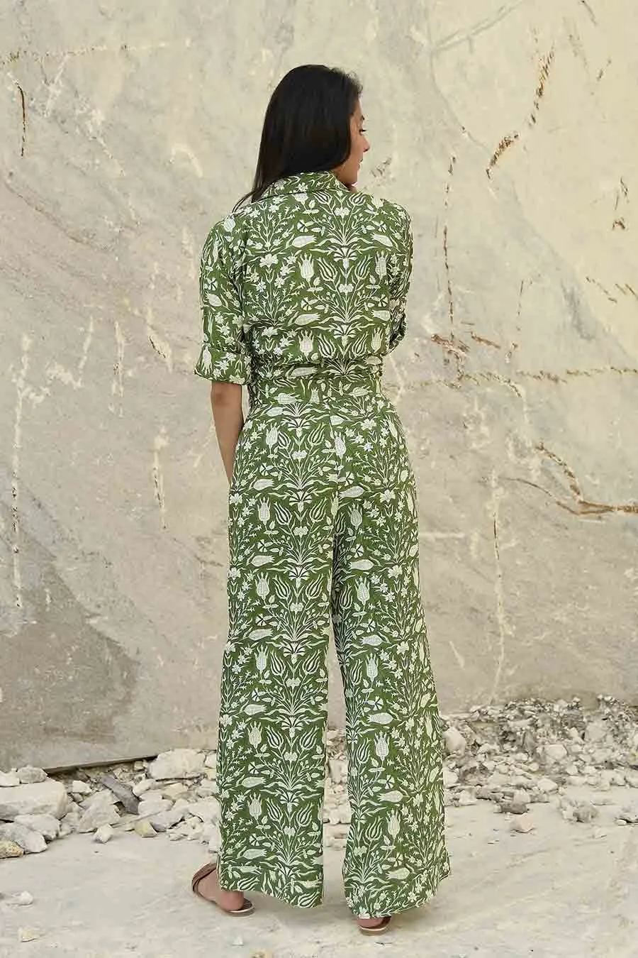 Kazuki Green Handblock Print Co-Ord Set