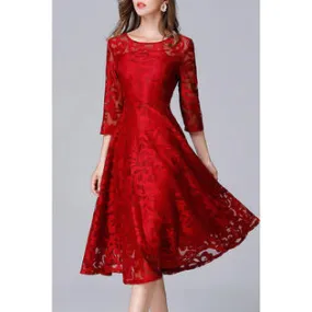 Ketty More Women Round Neck Slim Waist Fashion Dress-KMWDC5087