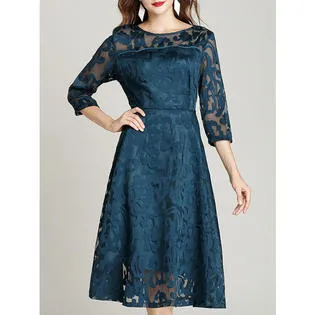 Ketty More Women Round Neck Slim Waist Fashion Dress-KMWDC5087