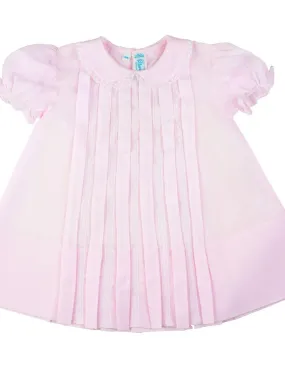 Lace Inlay Pleated Dress - Pink