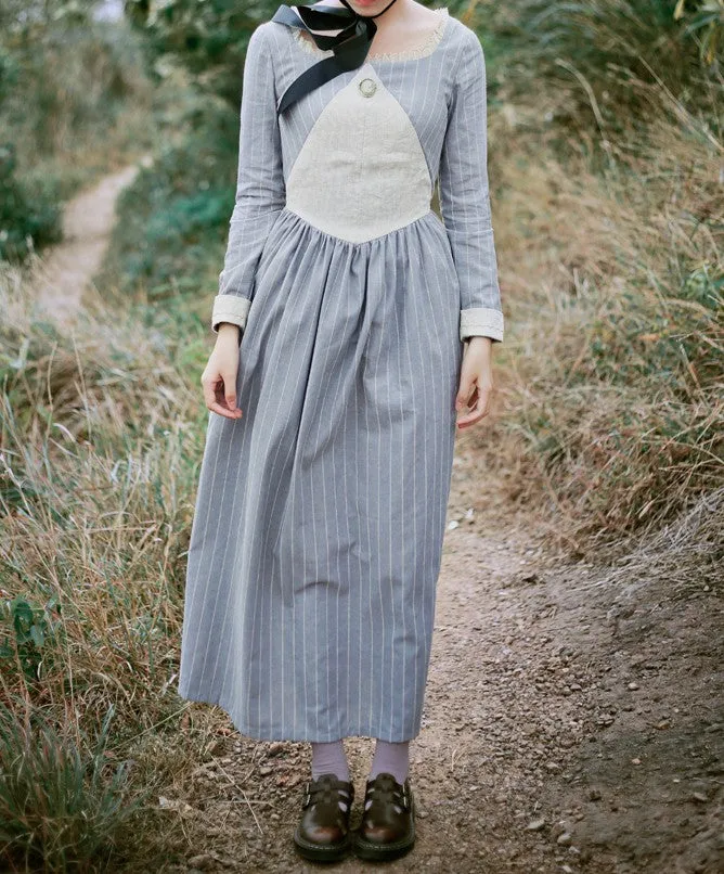 [Last Chance] Handmade Period Drama Inspired square collar Vintage Dress