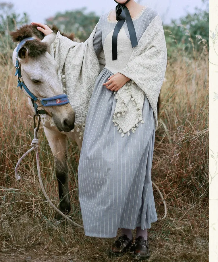 [Last Chance] Handmade Period Drama Inspired square collar Vintage Dress