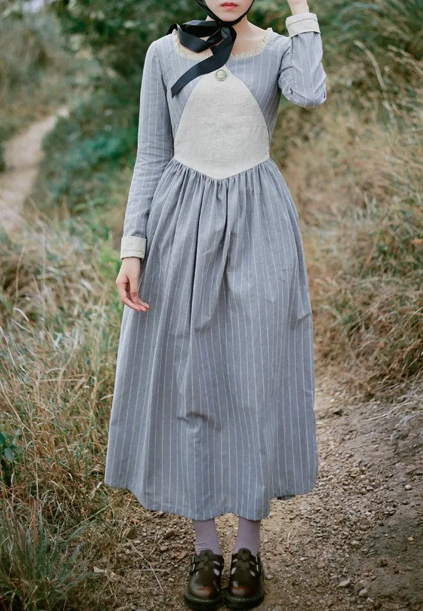 [Last Chance] Handmade Period Drama Inspired square collar Vintage Dress