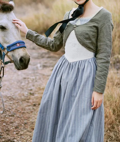 [Last Chance] Handmade Period Drama Inspired square collar Vintage Dress