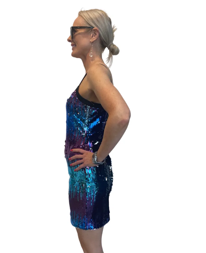 LAUNDRY By Shelli Segal Sequined Mini Cocktail Party Dress