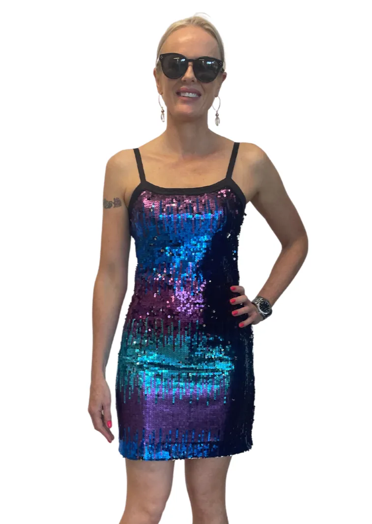 LAUNDRY By Shelli Segal Sequined Mini Cocktail Party Dress