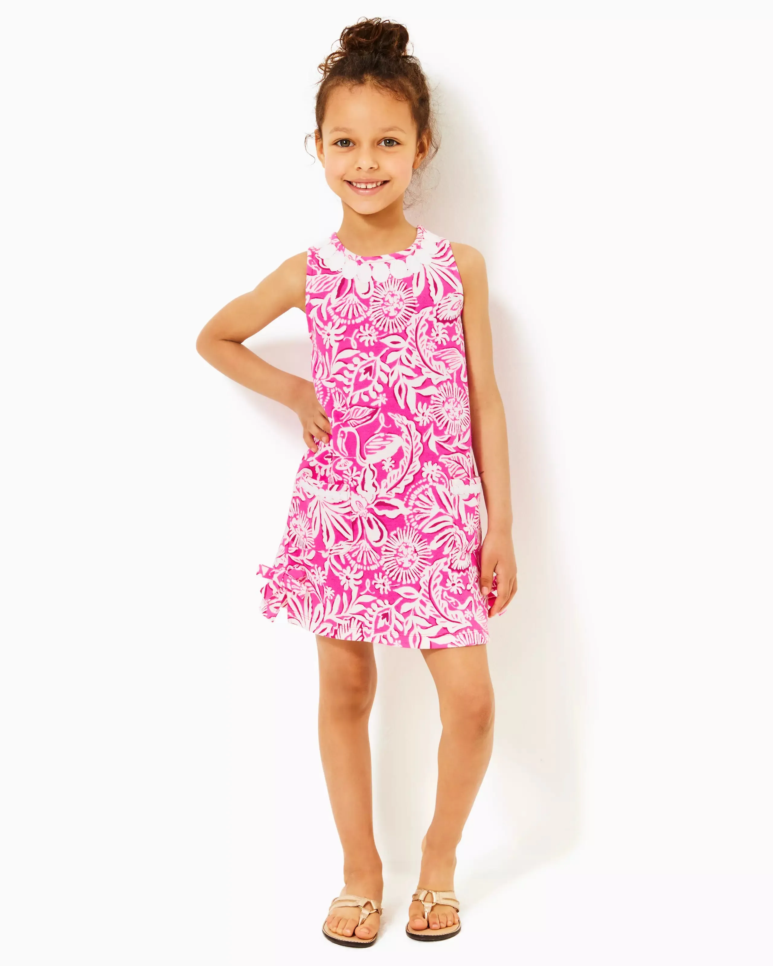Lilly Pulitzer Girls Little Lilly Knit Shift Dress Passion Fruit Pink Absolutely Flamazing