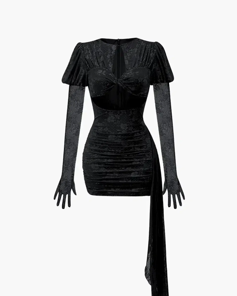 Léontine – Lace detail – Long-sleeve bodycon mini dress