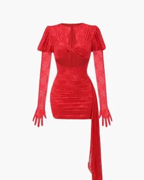 Léontine – Lace detail – Long-sleeve bodycon mini dress