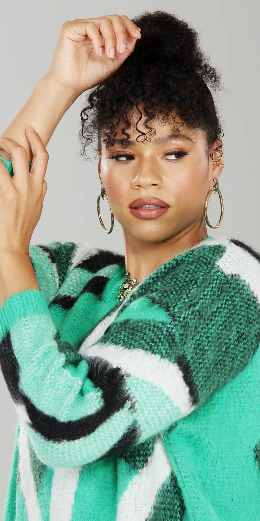 Luxe Moda - LM224 - Green - Knit Print Dress