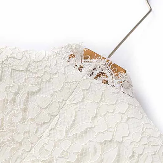 Luxury white lace coat wedding jacket with pocket