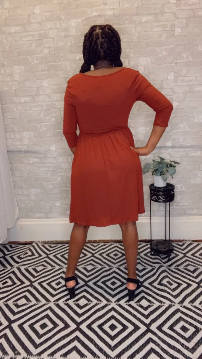 Lynn, Buttery Soft Fabric Surplice Dress With Pockets