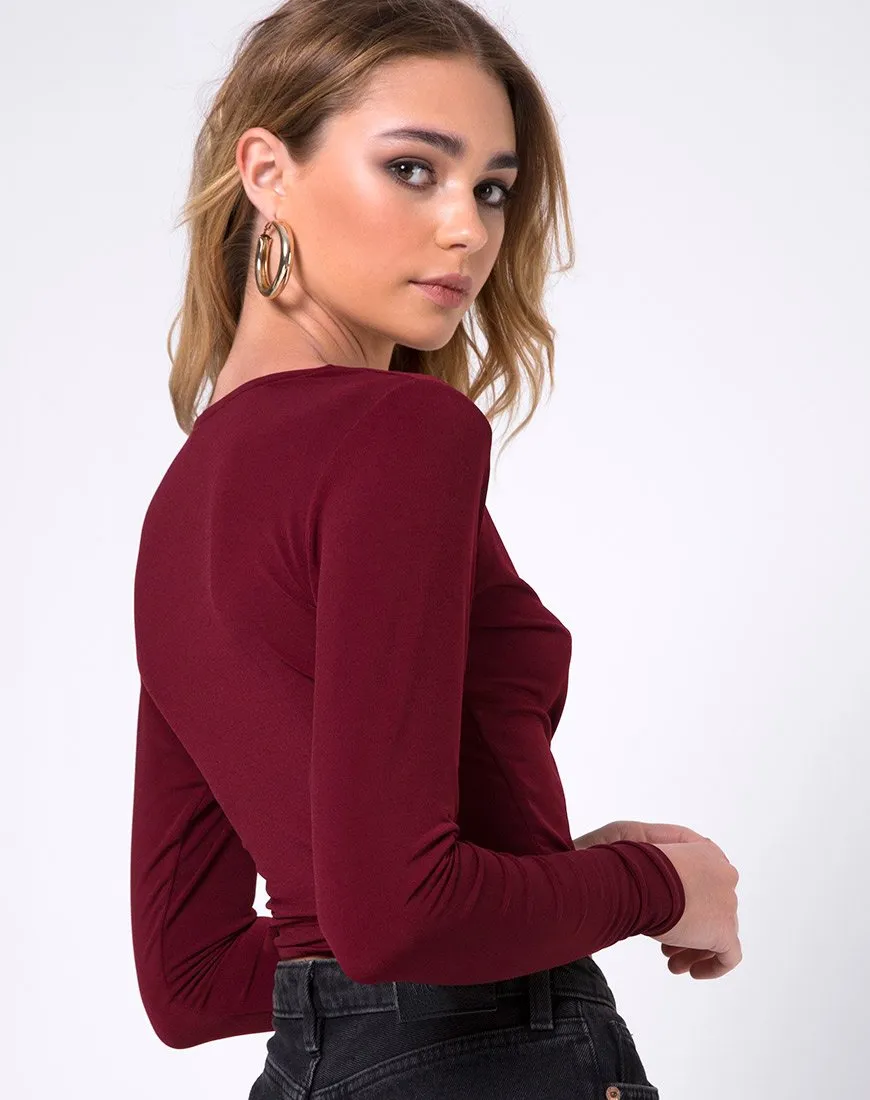 Marche Wrap Top in Burgundy